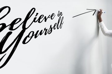 Image of presenter and "Believe in yourself" quote.