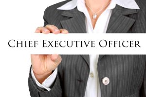 Image of person holding Chief Executive Officer sign